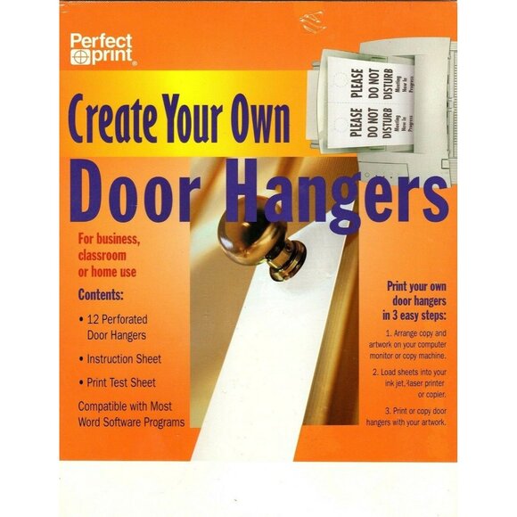 Create Your Own Door Hangers Pack of 12 Perfect Print From your Printer - Picture 1 of 1